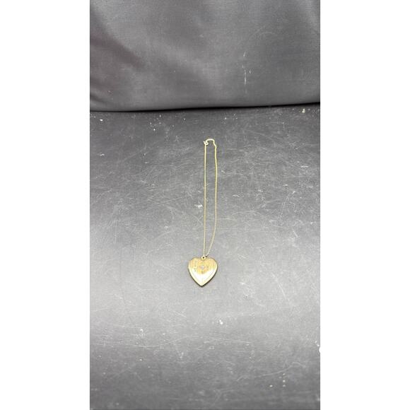 14K Gold Filled Etched Heart Locket Necklace Photo Pendant - Picture 1 of 5